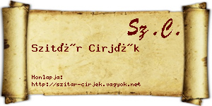 Szitár Cirjék névjegykártya